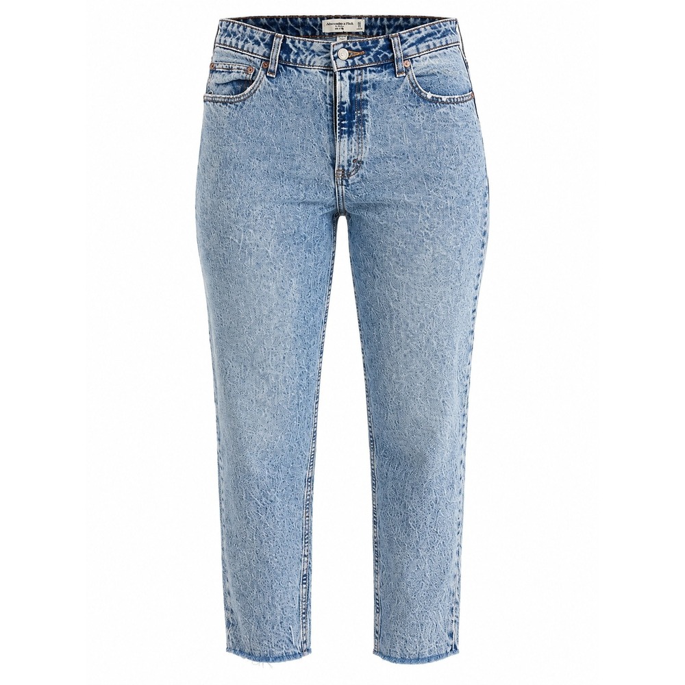 Abercrombie & Fitch Curve Love High‎ Rise Mom Jeans Acid Wash Blue Size 35 20W